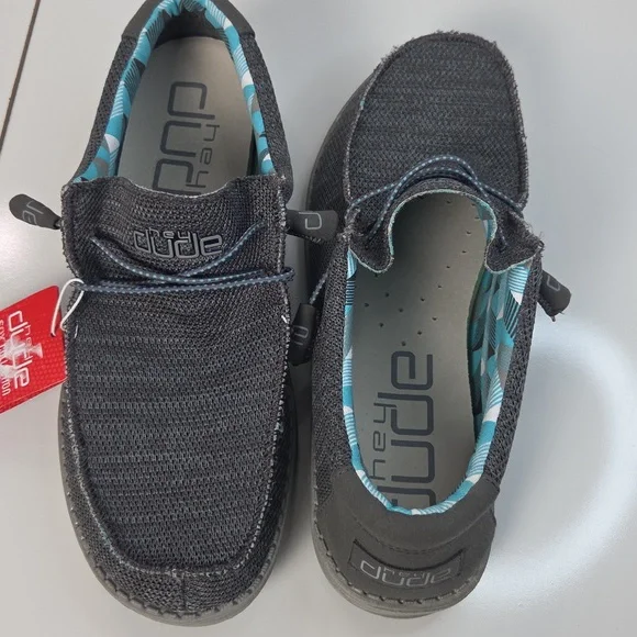 Hey Dude Charcoal and Teal Loafers NWT - Picture 11 of 15